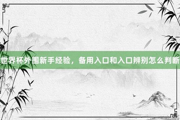 世界杯外围新手经验，备用入口和入口辨别怎么判断